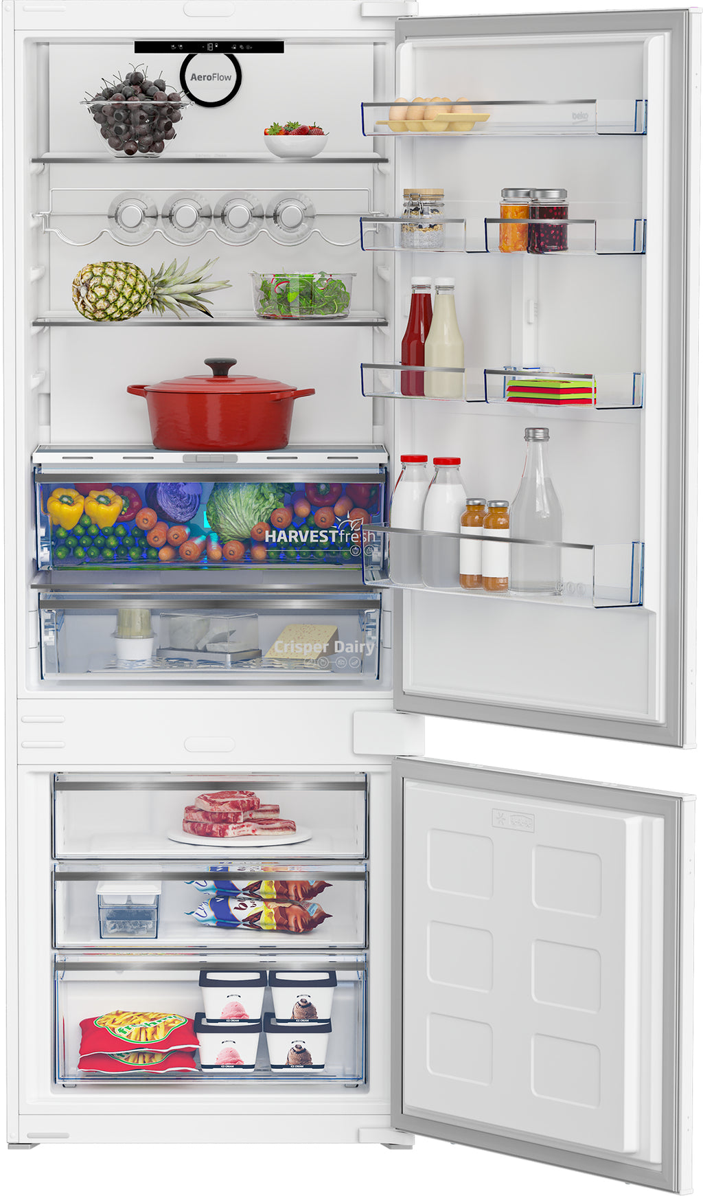 Beko BCNE400E40SN réfrigérateur-congélateur Intégré 370 L Blanc