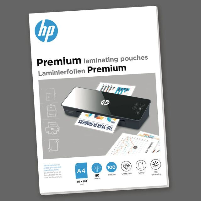 Pochettes Plastiques Transparentes HP 9123, Format A4, Finition Brillante, Lot de 100 Pièces