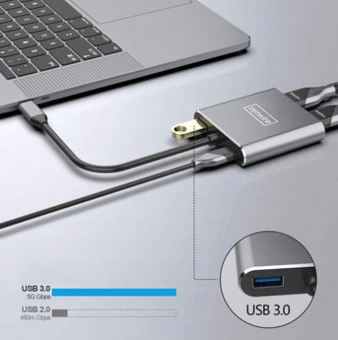 ADAPTATEUR HUB Adaptateur USB-C 4-en-1 avec 2 ports HDMI 4K et 1 port USB 3.0 Zenwire BYL-2309