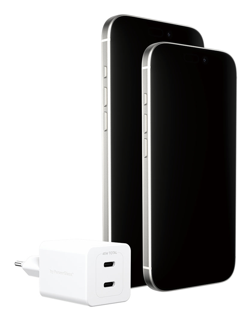 PanzerGlass empower™ by ® Turbo 45W Charger incl. 2 x USB-C | EU Plug | Silver White Smartphone Blanc Secteur Charge rapide Intérieure