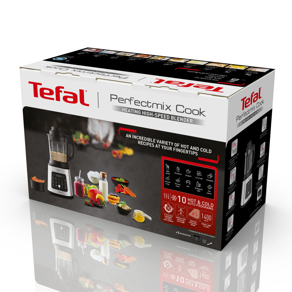 Tefal Perfectmix Cook BL83SD Mélangeur de table 1400 W, 1,75 L, Noir et Acier inoxydable