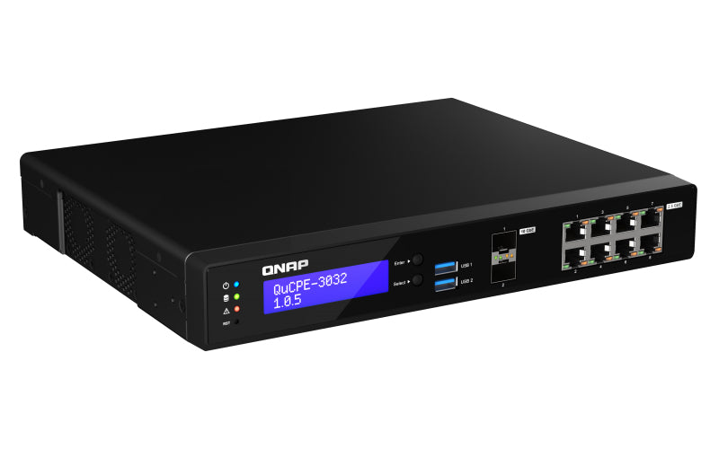 QNAP QuCPE-3032 Équipement de Virtualisation Réseau Intel Atom Quad-Core, 8x 2.5GbE, 2x 10GbE SFP+