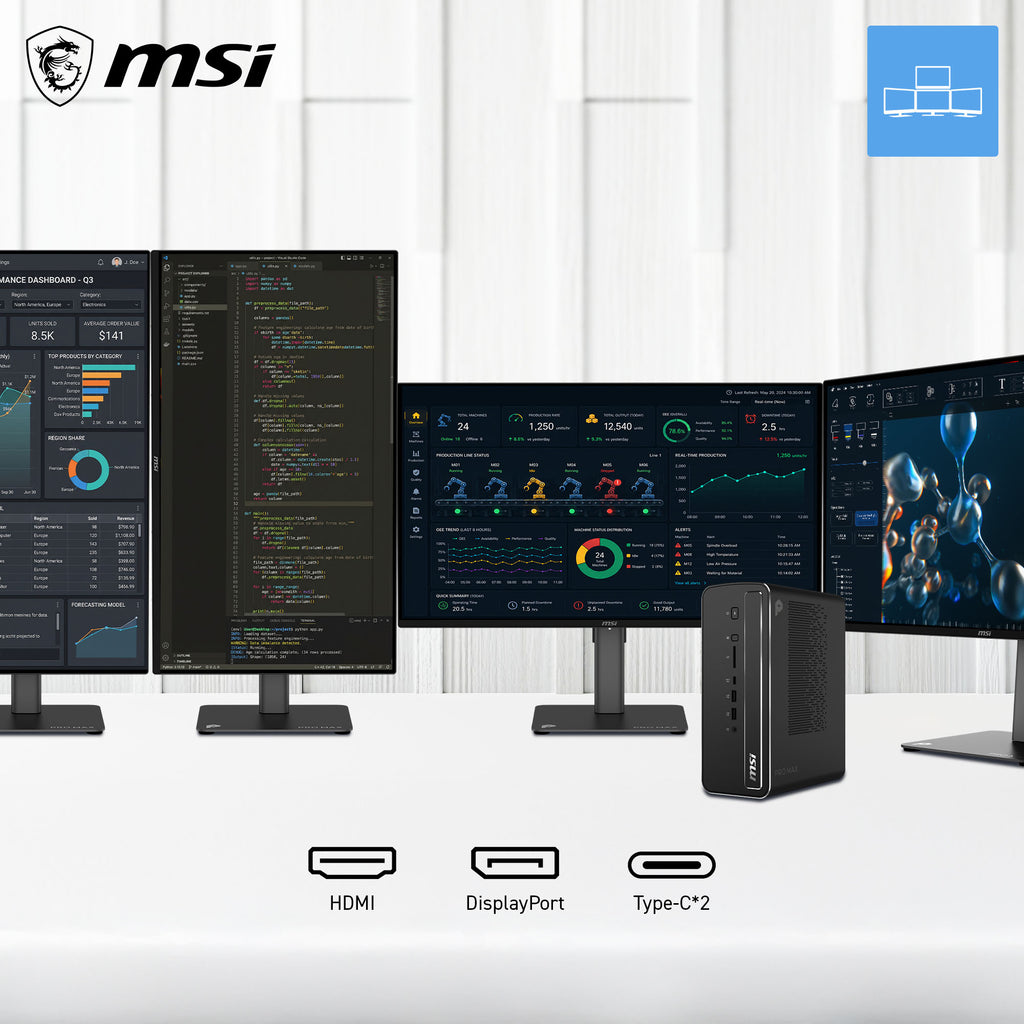 MSI Pro MAX EDGE AI+ 11M-005EU Copilot+ PC AMD Ryzen AI Max+ 395 128 Go LPDDR5x-SDRAM 2 To SSD Windows 11 Pro Mini PC PC