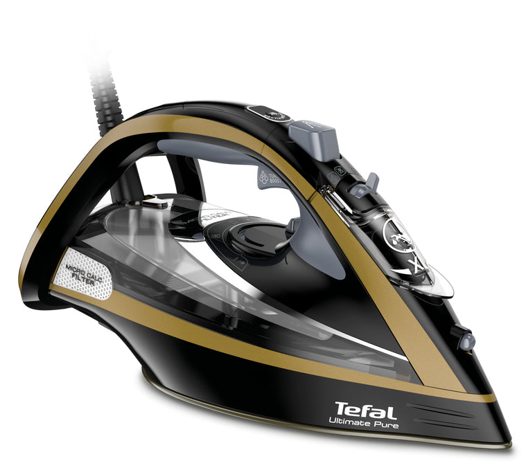Tefal FV9865E0 fer à repasser Fer à repasser à sec ou à vapeur Semelle Durilium autonettoyante 3000 W Noir, Or