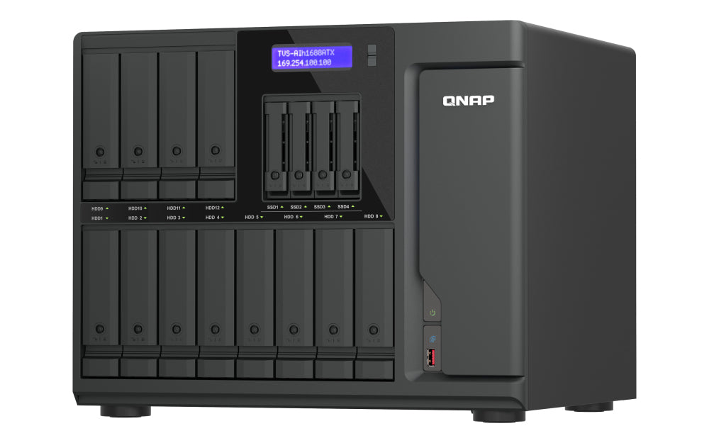 QNAP TVS-AIH1688ATX-U7-32G serveur de stockage NAS Tower 32 Go DDR5 0 To QuTS hero Noir