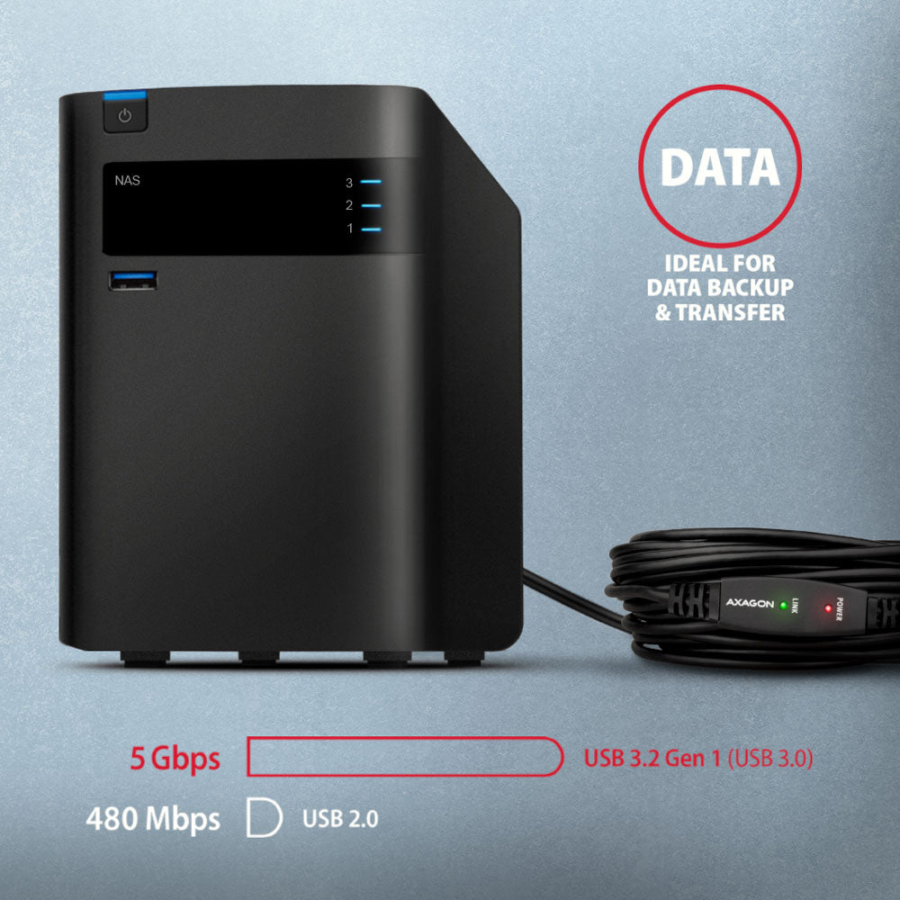 Axagon ADR-305 USB 3.2 Gen 1 A-M -> A-F active extension/repeater cable 5m - Kabel - Digital/Daten câble USB USB 3.2 Gen