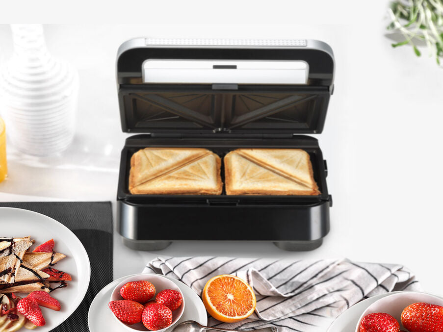 Braun SnackMaker 5 SM5005 Gaufrier et Appareil à Croque-Monsieur, 800 W, Argent