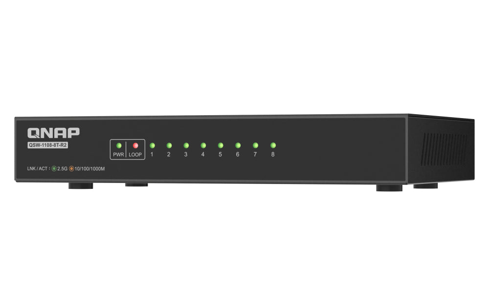 QNAP QNAP QSW-1108-8T-R2 commutateur réseau Non-géré 2.5G Ethernet (100/1000/2500) Bureau Noir