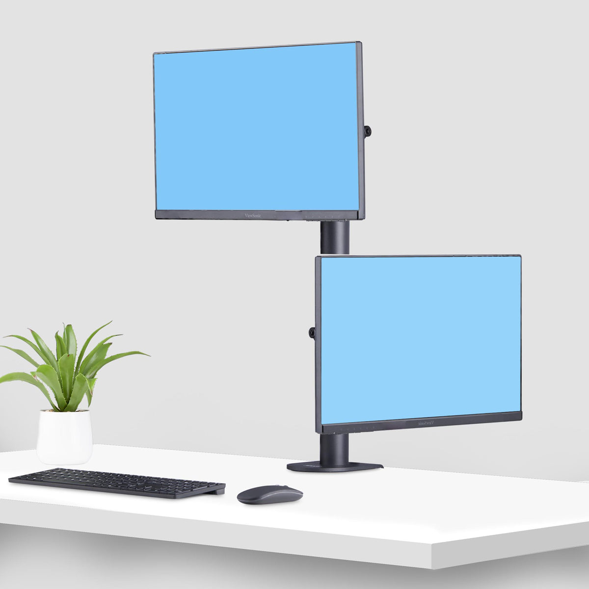 StarTech.com Support de Bureau pour 2 Moniteurs Empilés Verticalement jusqu'à 49", Capacité 32kg, Pince en C, VESA