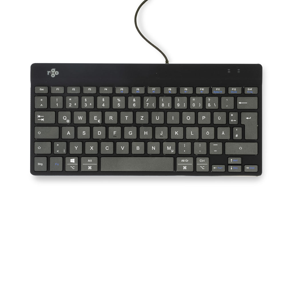 R-Go Tools Clavier ergonomique R-Go Compact Break, clavier compact avec logiciel de pause,QWERTZ (DE), Filaire, noir