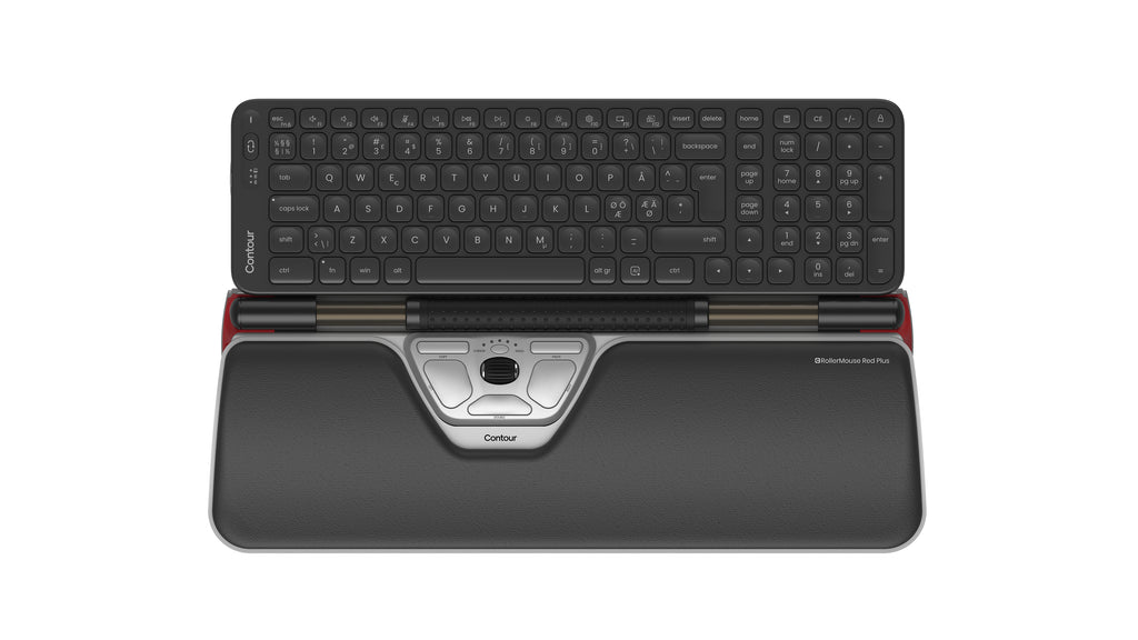 Contour Design RollerMouse Red Plus & Balance, Clavier et Souris sans fil RF et Bluetooth, QWERTY Nordique, Noir