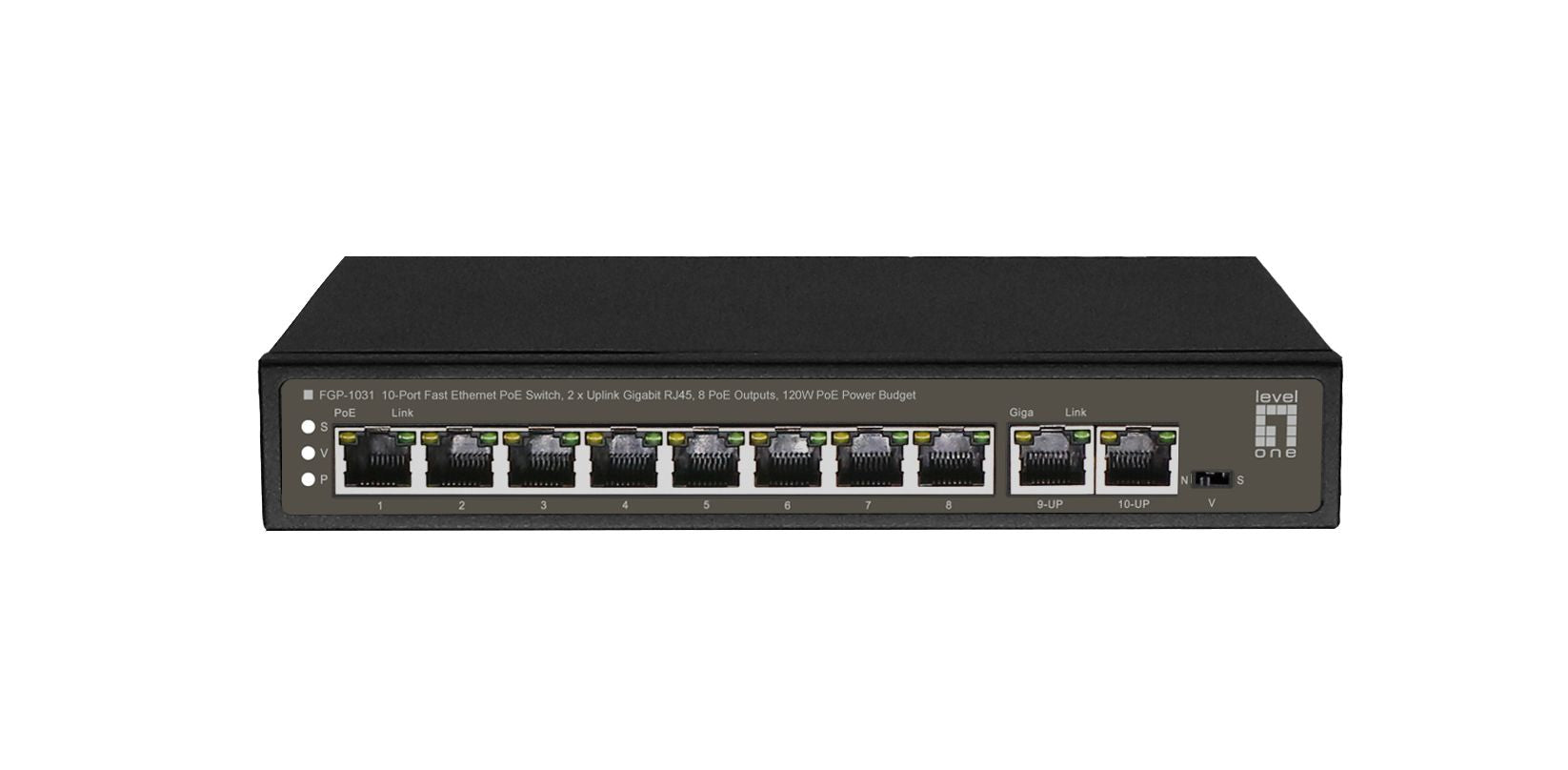 LevelOne FGP-1031 commutateur réseau Non-géré Gigabit Ethernet (10/100/1000) Connexion Ethernet, supportant l'alimentation via ce port (PoE) Noir