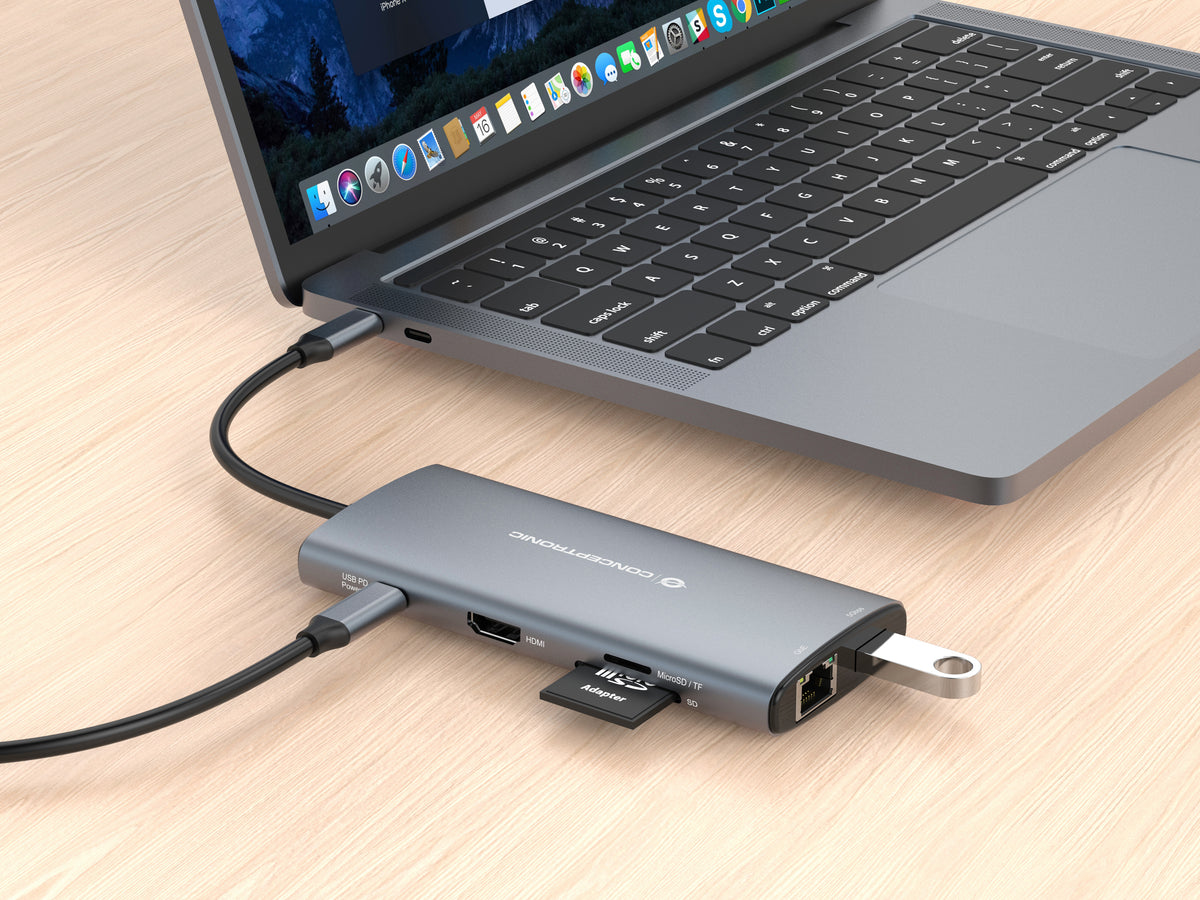 Conceptronic DONN06G Hub USB 3.2 Gen 1 Type-C, Gris