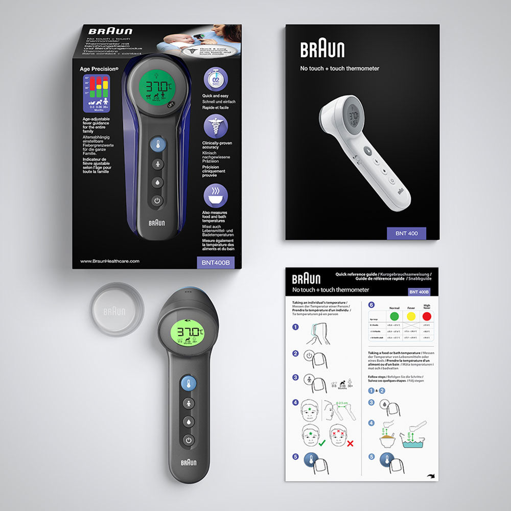 Braun BNT 400 BK Thermomètre à distance Gris Front Boutons