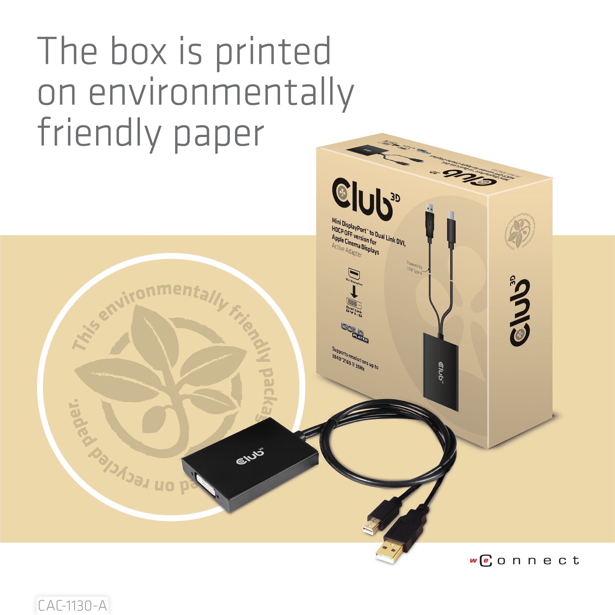 CLUB3D CAC-1130-A câble vidéo et adaptateur 0,6 m DVI-D Mini DisplayPort + USB Type-A Noir