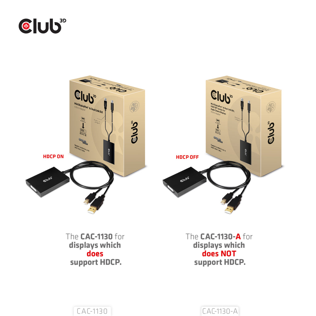 CLUB3D CAC-1130-A câble vidéo et adaptateur 0,6 m DVI-D Mini DisplayPort + USB Type-A Noir