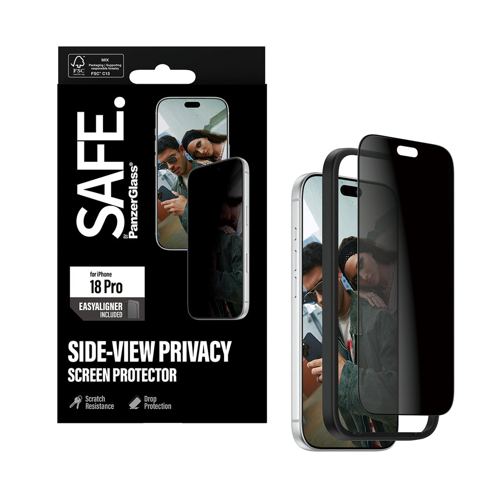 PanzerGlass SAFE. by ® Privacy Screen Protector iPhone 2026 Pro | Ultra-Wide Fit m. EasyAligner Protection d'écran trans