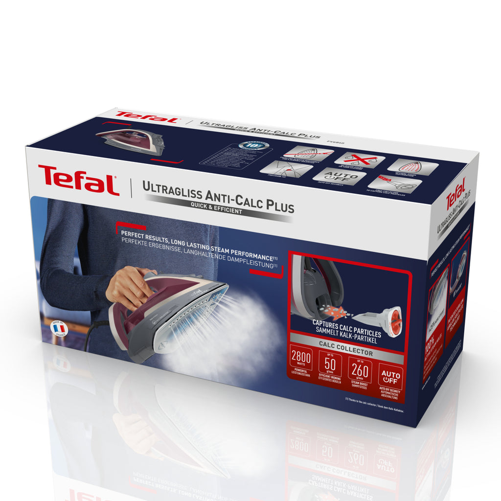 Tefal Ultragliss Anti-Calc Plus FV6840 Fer à vapeur 2800 W Violet, Argent - vue 6