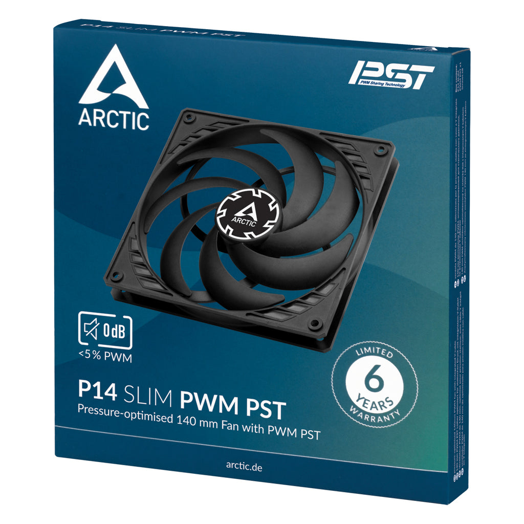ARCTIC P14 Slim PWM PST Boitier PC Ventilateur 14 cm Noir 1 pièce(s)