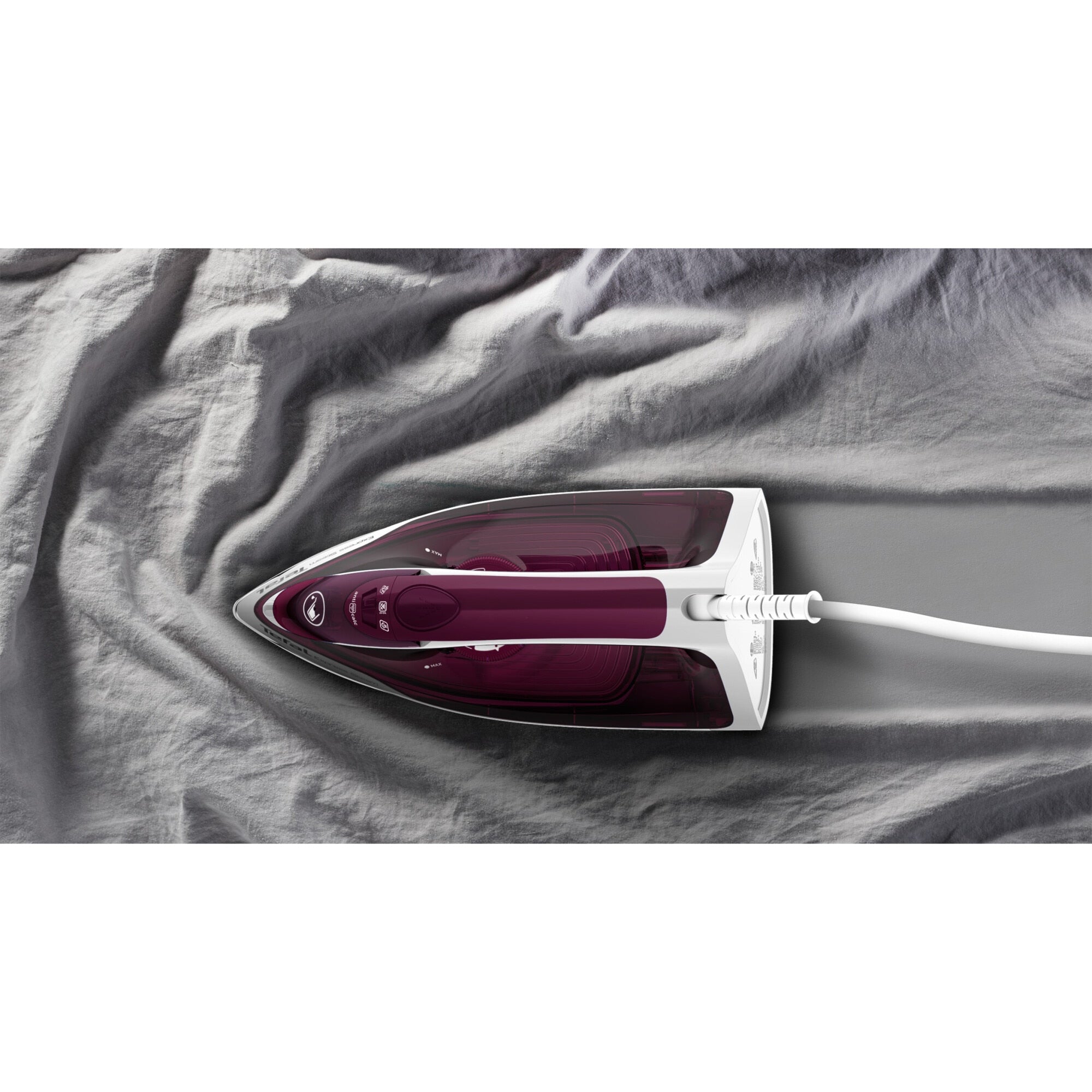 Tefal Express Steam FV2835E0 fer à repasser Fer à repasser à sec ou à vapeur Semelle en cérilium 2400 W Violet, Blanc