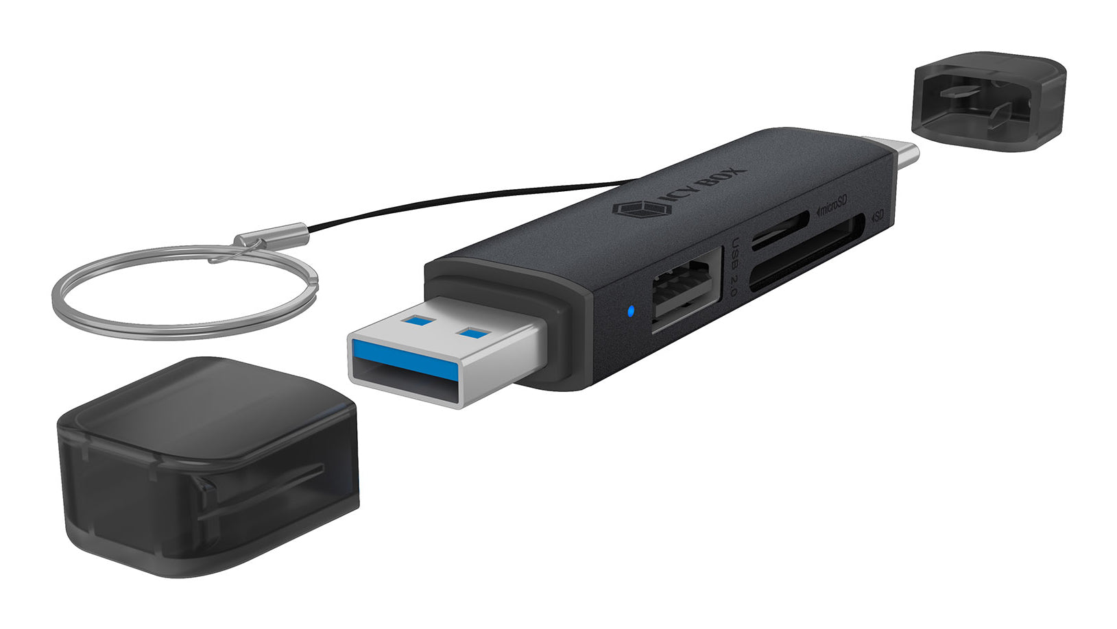 ICY BOX Lecteur de cartes 3 en 1 via l'interface USB Type-A & USB Type-C