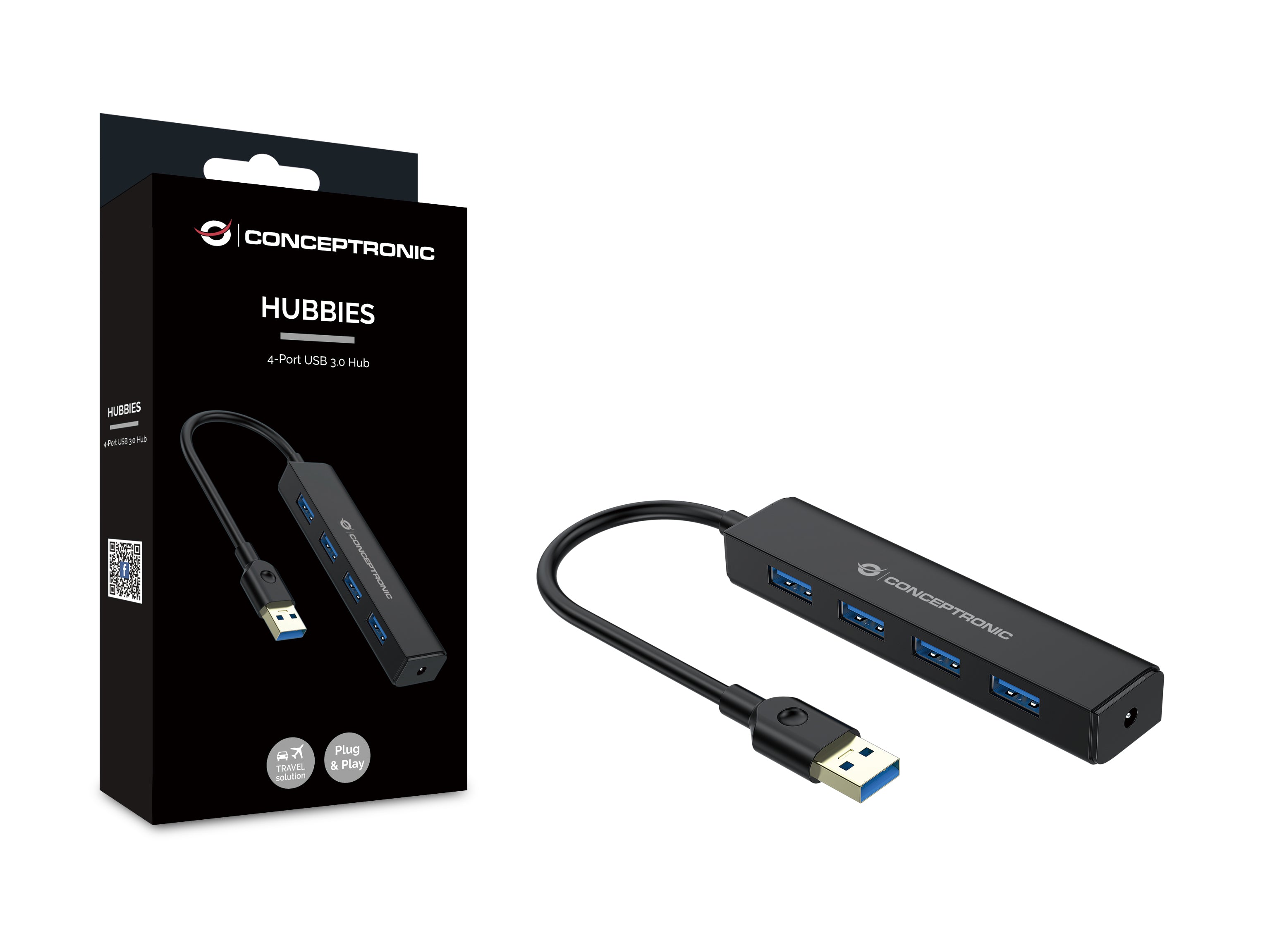 Conceptronic C4PUSB3 hub & concentrateur USB 3.2 Gen 1 (3.1 Gen 1) Type-A 5000 Mbit/s Noir