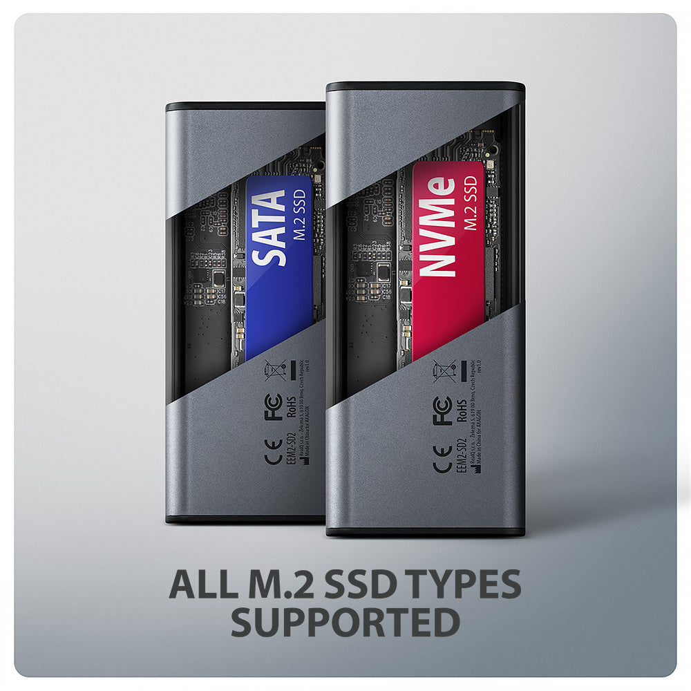 AXAGON Ekstern Lagringspakning USB-C 3.2 (Gen 2) M.2 NVMe Card / PCIe (NVMe) - vue 5