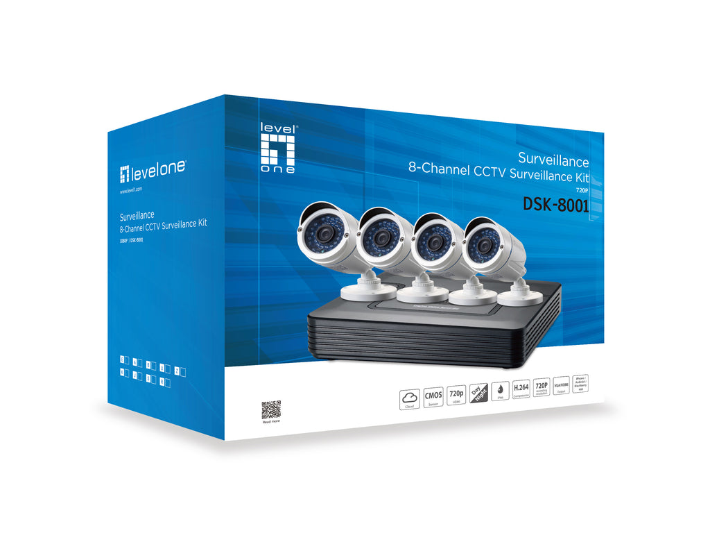 LevelOne DSK-8001 kit de vidéo-surveillance Avec fil 8 canaux