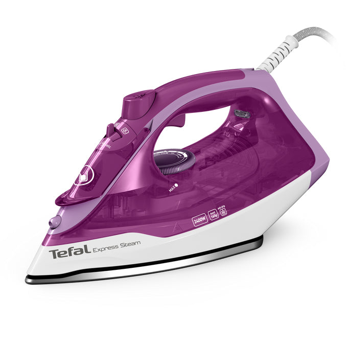 Tefal FV2836 Fer à Repasser à Sec ou à Vapeur, Semelle Céramique, 2400 W, Violet et Blanc