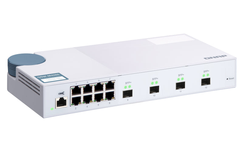 QNAP QSW-M408S Commutateur Réseau Géré L2 Gigabit Ethernet, 4 ports SFP+ 10GbE et 8 ports Gigabit, Blanc