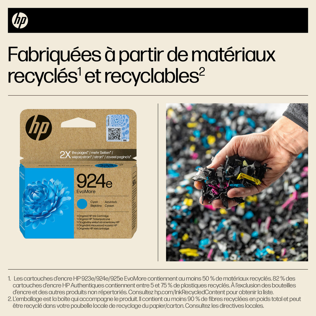 HP 924e Cartouche d’encre authentique Cyan EvoMore