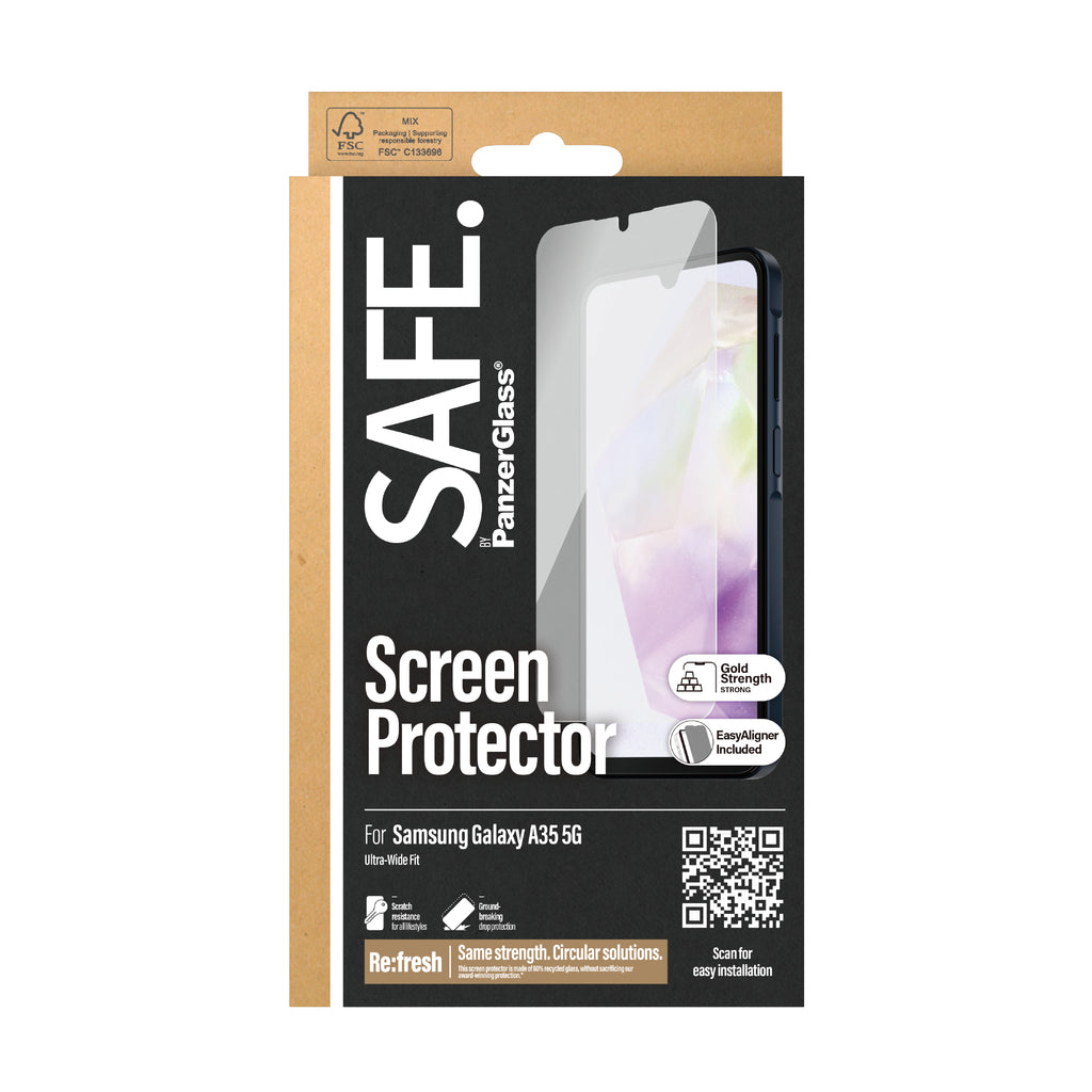 PanzerGlass SAFE. by ® Screen Protector Samsung Galaxy A35 5G | Ultra-Wide Fit w. EasyAligner Protection d'écran transparent 1 pièce(s)