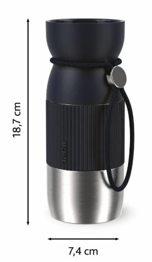 Tefal beYou N2191310 thermos 360 ml Noir, Acier inoxydable Acier inoxydable - vue 2