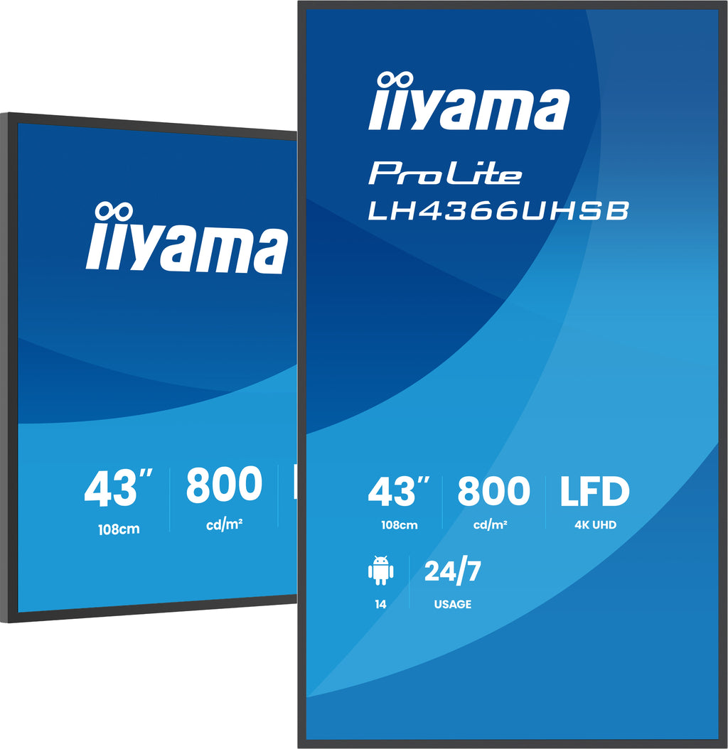 iiyama LH4366UHSB-B1AG Écran d'affichage dynamique Écran plat de signalisation numérique 109,2 cm (43") LCD Wifi 800 cd/