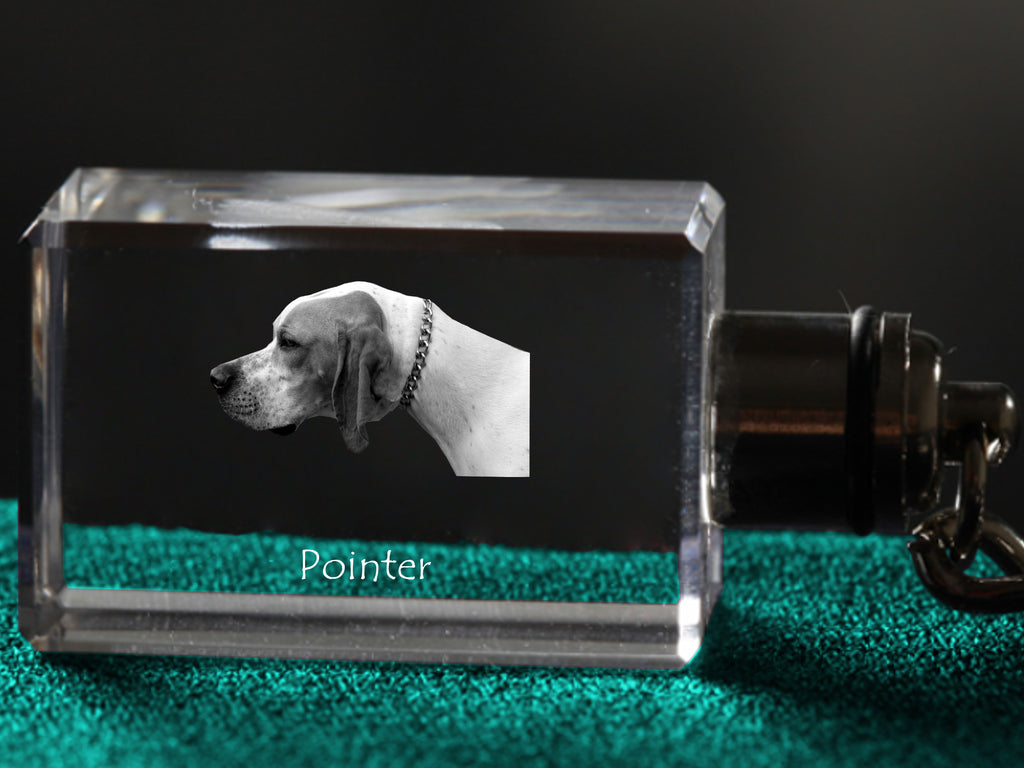 English Pointer I - Crystal key ring with dog photo, illuminated key ring, unique gift by Art-Dog brand