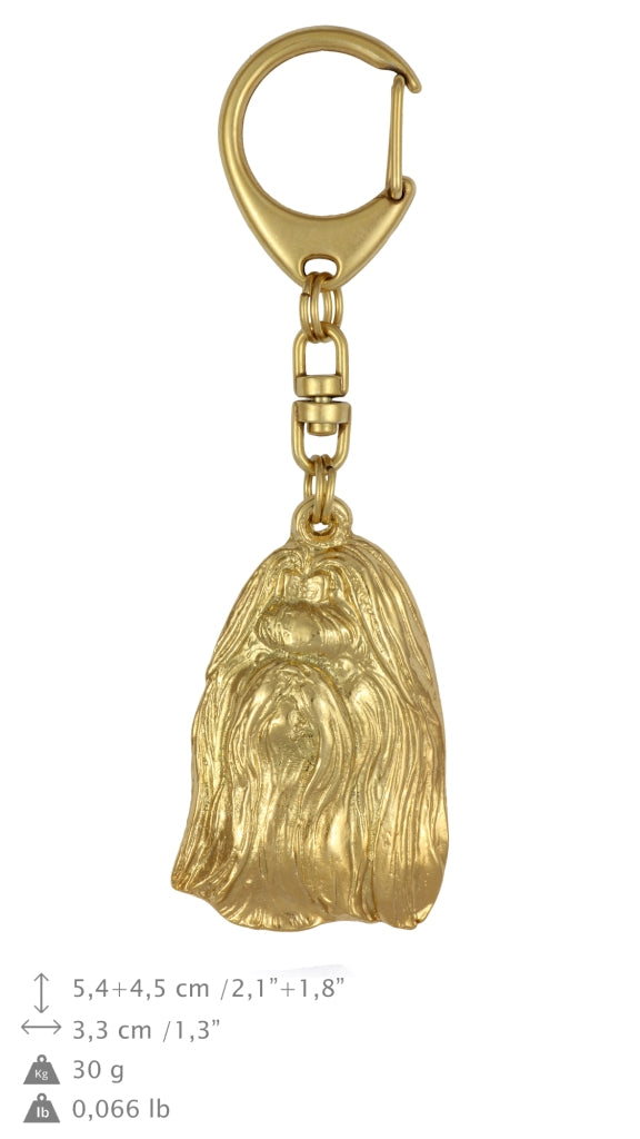 Shih Tzu, Chrysanthemum Dog I - keychain and necklace with a dog in a box, high-quality gold-plated product, Art-Dog brand