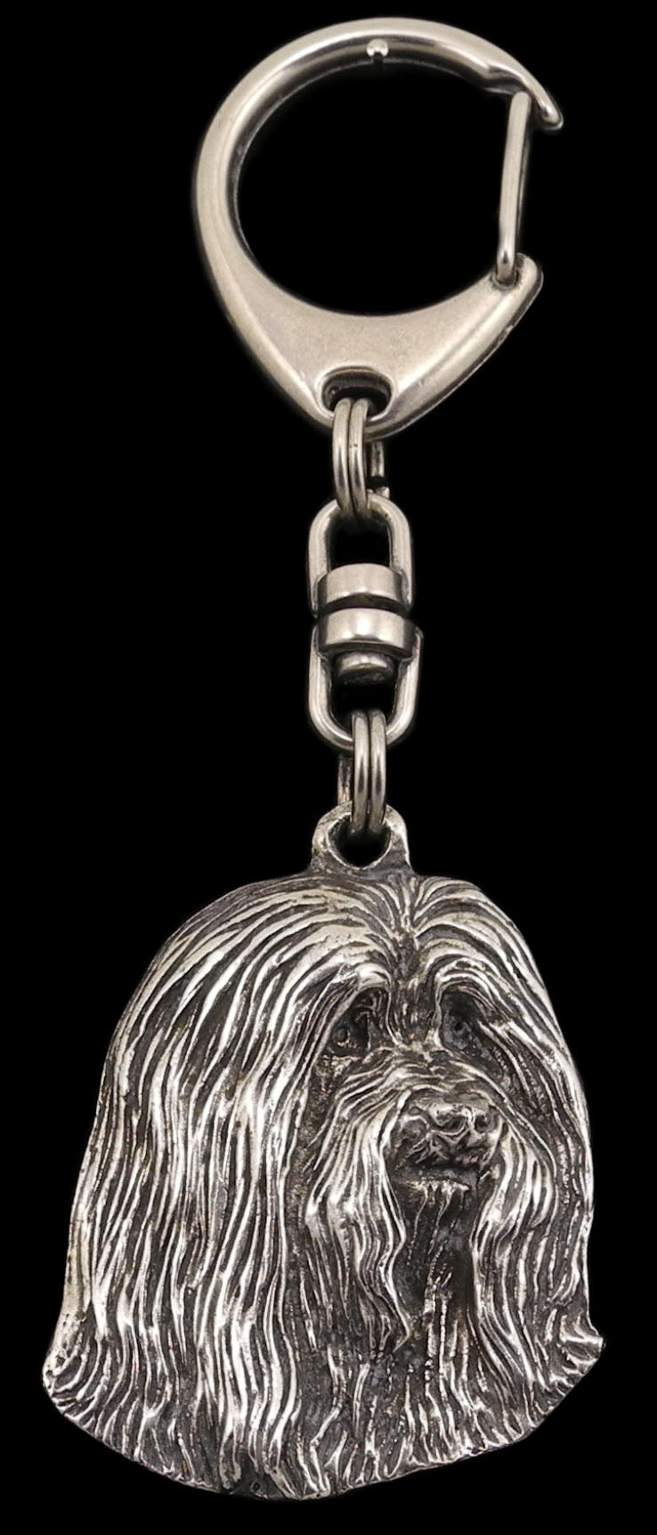 Bearded Collie, Highland Collie, Mountain Collie - Silver-plated key ring with a dog in a gift box, handbag decoration, backpack pendant by Art-Dog brand