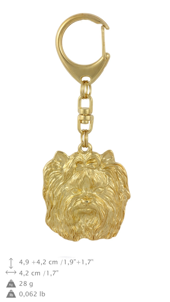 Yorkshire Terrier, Yorkie I - keychain and necklace with a dog in a box, high-quality gold-plated product, Art-Dog brand