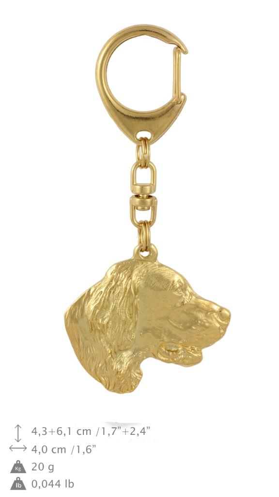 English setter, Lawerack, Laverack - keychain and necklace with a dog in a box, high-quality gold-plated product, Art-Dog brand
