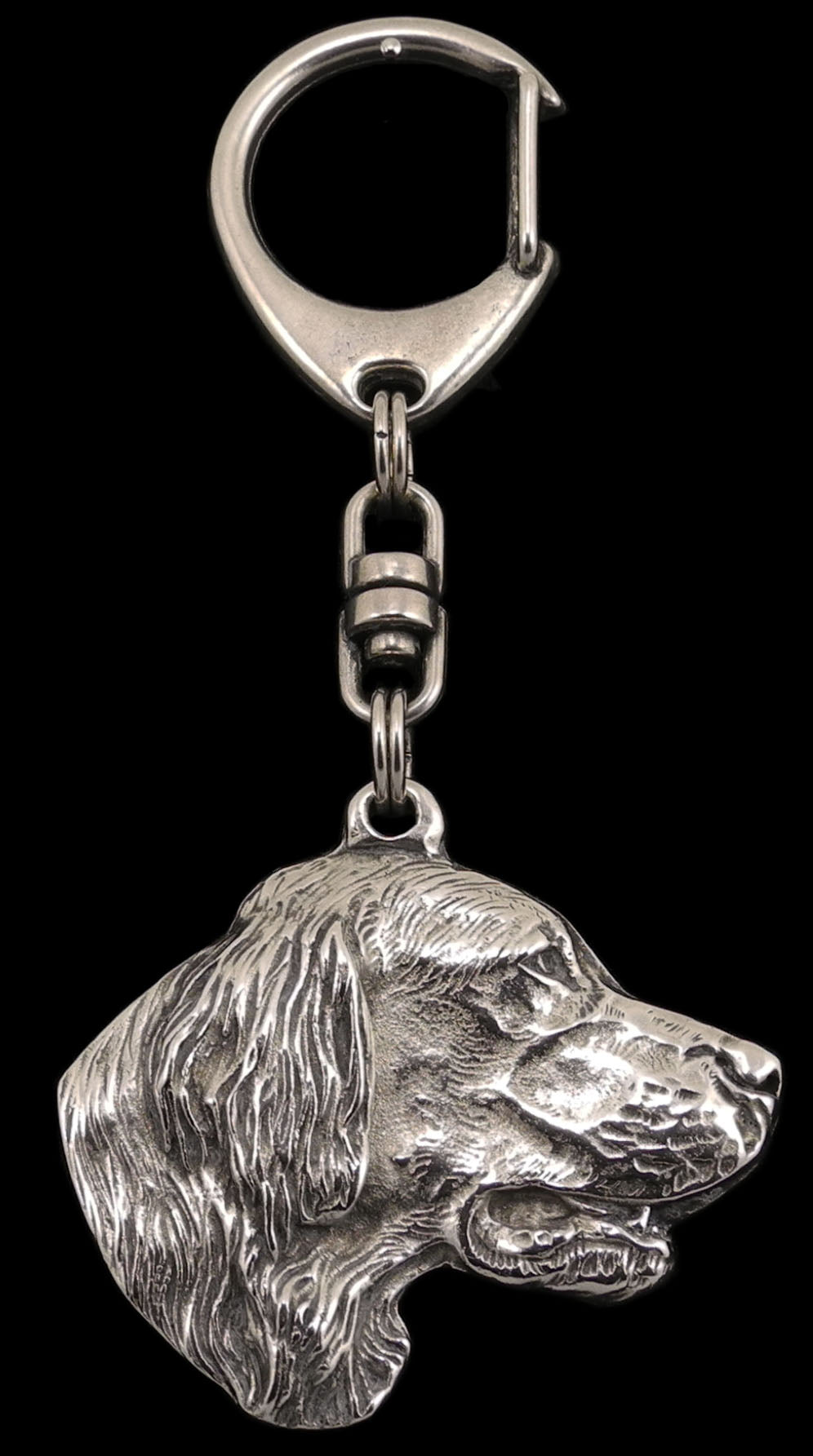 English setter, Lawerack, Laverack - Silver-plated key ring with a dog in a gift box, handbag decoration, backpack pendant by Art-Dog brand