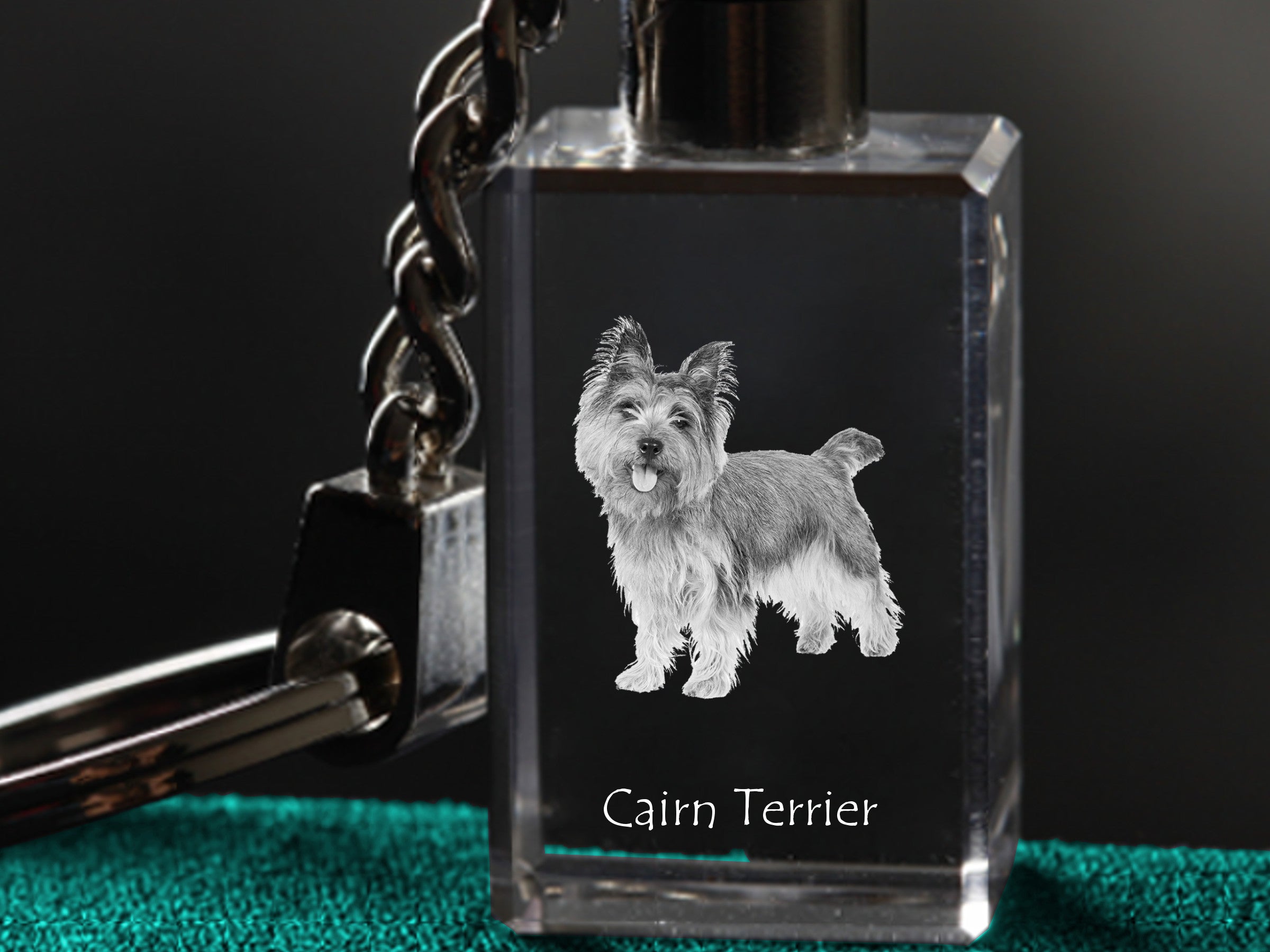 Cairn Terrier - Crystal key ring with dog photo, illuminated key ring, unique gift by Art-Dog brand