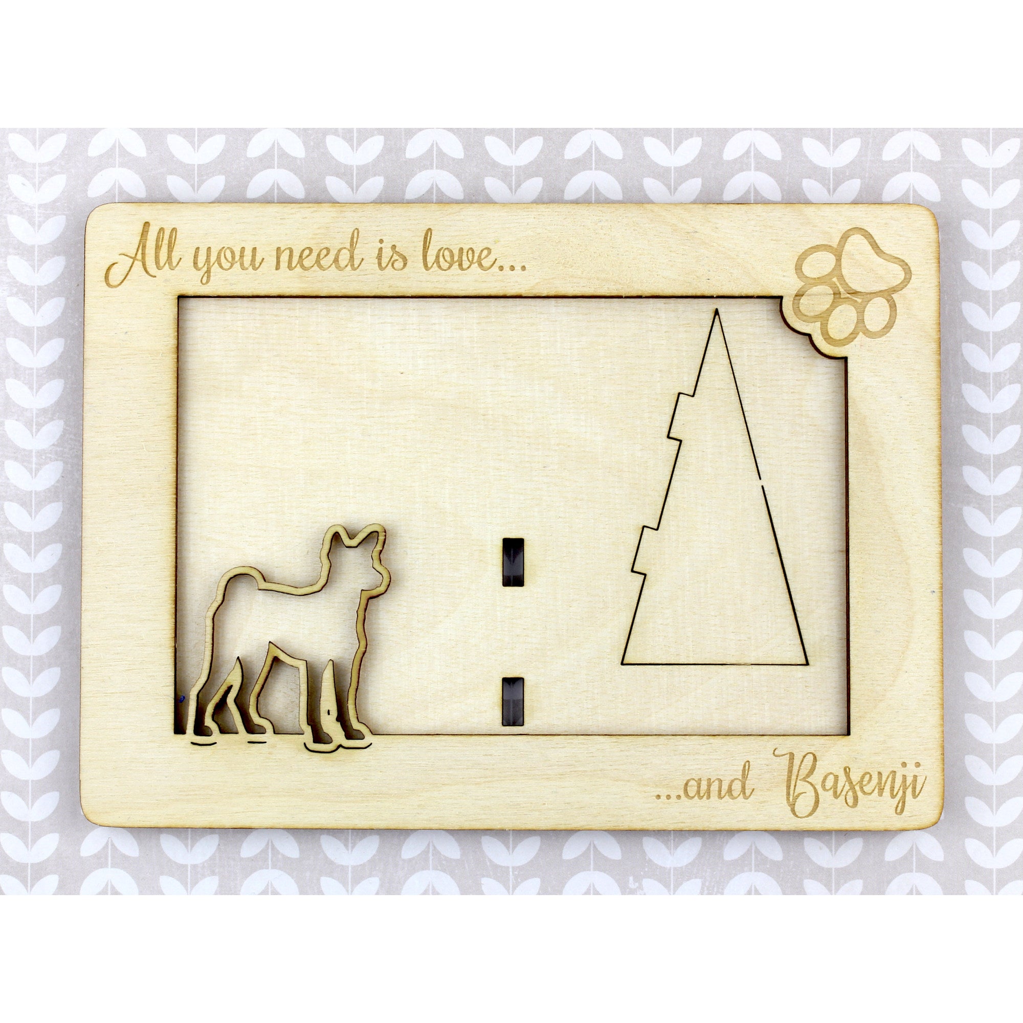 Basenji, African bush dog, Congo dog - Photo frame, engraved wooden frame, a lovely gadget for the dog lover by Art-Dog