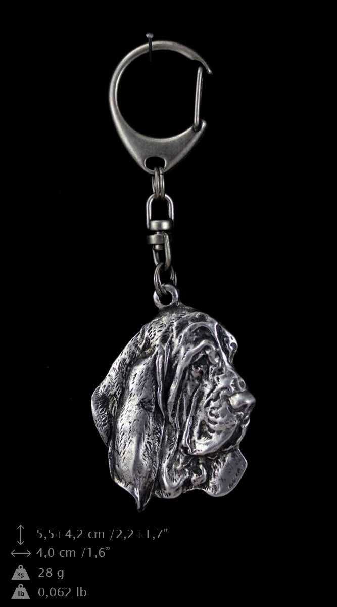 Basset Hound III - Silver-plated key ring with a dog in a gift box, handbag decoration, backpack pendant by Art-Dog brand