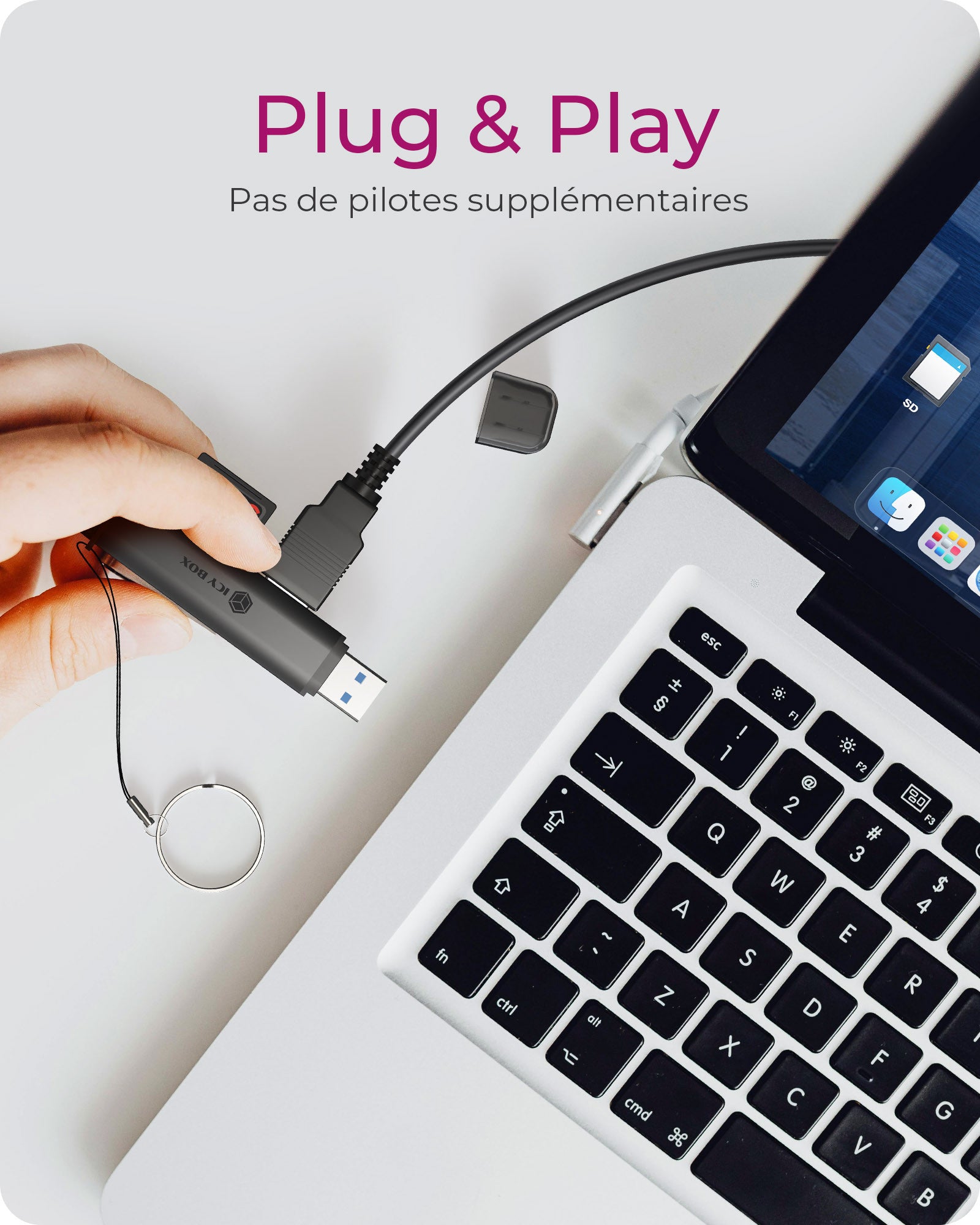 ICY BOX Lecteur de cartes 3 en 1 via l'interface USB Type-A & USB Type-C