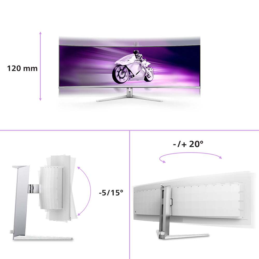 Philips Evnia 8000 49M2C8900L/00 écran plat de PC 124,2 cm (48.9") 5120 x 1440 pixels Dual QHD QD-OLED Blanc