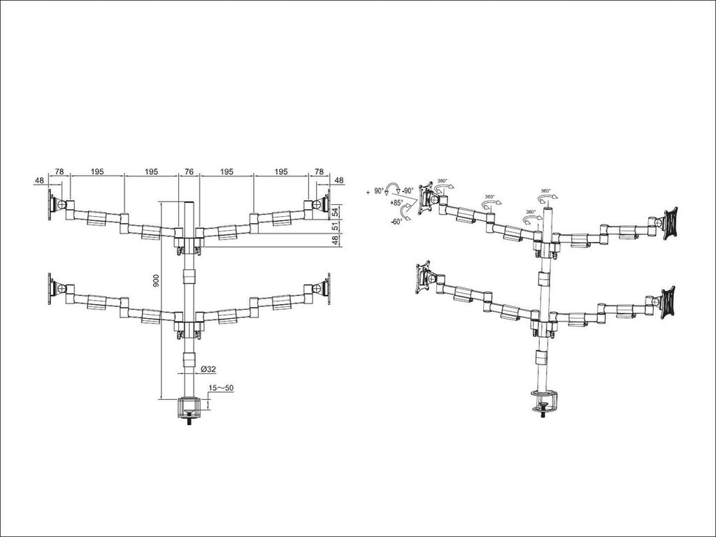 Multibrackets 5891 Support d'Écran Plat pour Bureau jusqu'à 30 pouces, Noir