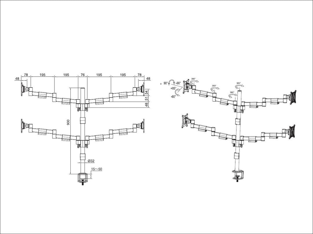 Multibrackets 5891 Support d'Écran Plat pour Bureau jusqu'à 30 pouces, Noir