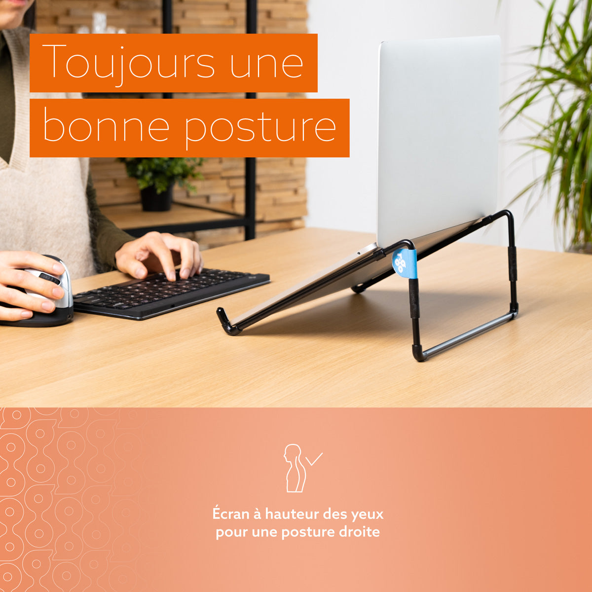 Support pour Ordinateur Portable R-Go Steel Travel, Ergonomique et Pliable, Noir