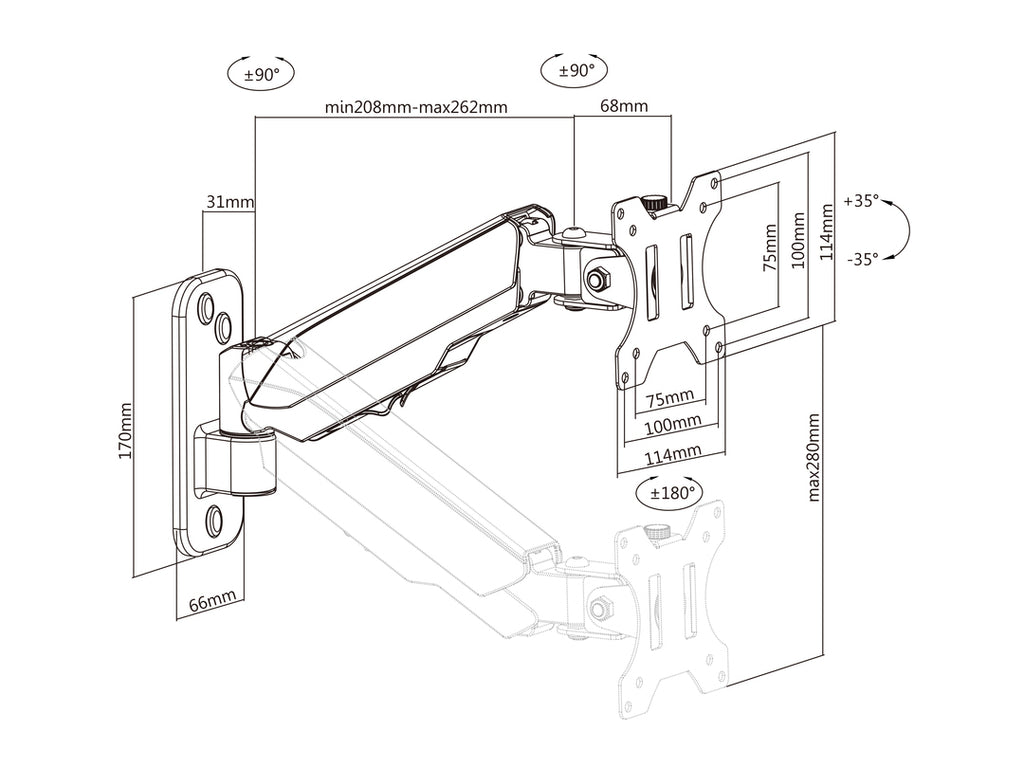 Multibrackets 0013 Support d'Écran Plat pour Bureau et Mur, Noir, jusqu'à 81,3 cm (32")