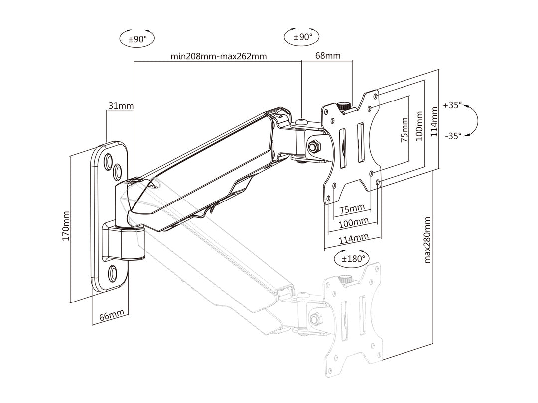 Multibrackets 0013 Support d'Écran Plat pour Bureau et Mur, Noir, jusqu'à 81,3 cm (32")